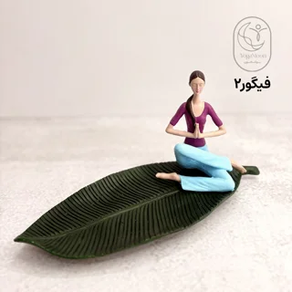 فیگور یوگا روی برگ - مجسمه دکوری مدیتیشن با چهره