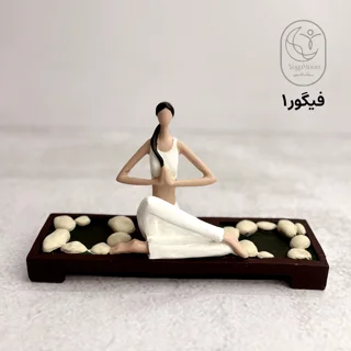 فیگور یوگا دکوری | مجسمه یوگا پلی استری طرح چوب و سنگ
